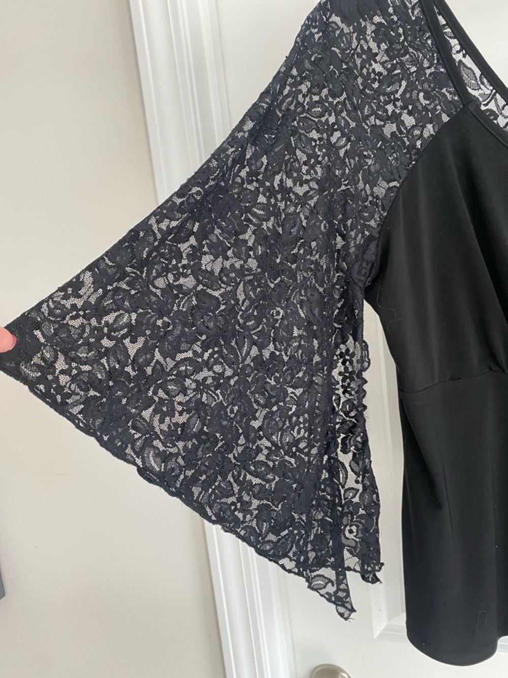 Aida ballroom practice west Black Lace Sleeve V-Neck Top - Picture 4 of 5